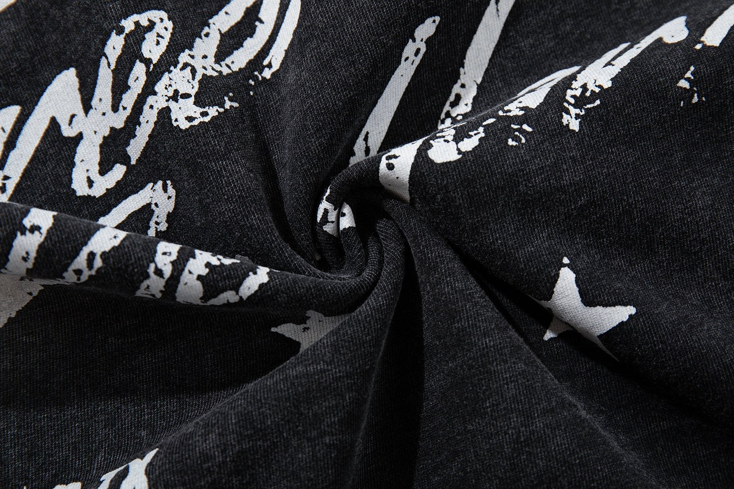 MAJESTIK Washed Black Tour Graphic T-Shirt ¡ª fabric_closeup
