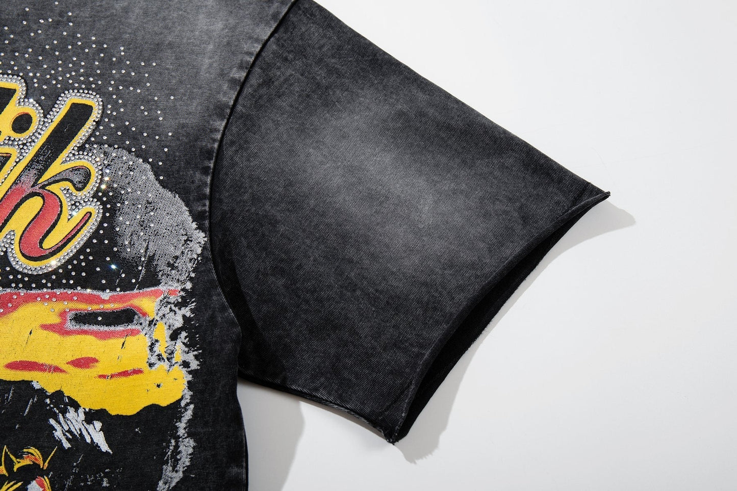 MAJESTIK Rhinestone Distressed Graphic T-Shirt ¡ª detail