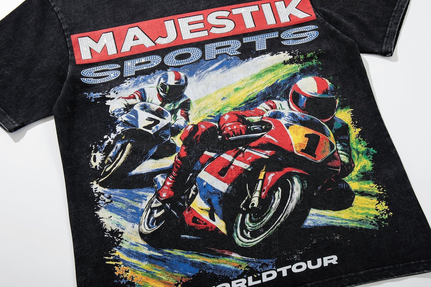 MAJESTIK Motorcycle World Tour Graphic T-Shirt ¡ª detail