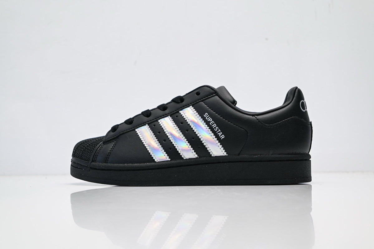 adidas Originals Superstar Black Iridescent Holographic 3?Stripes Shell Toe Sneaker
