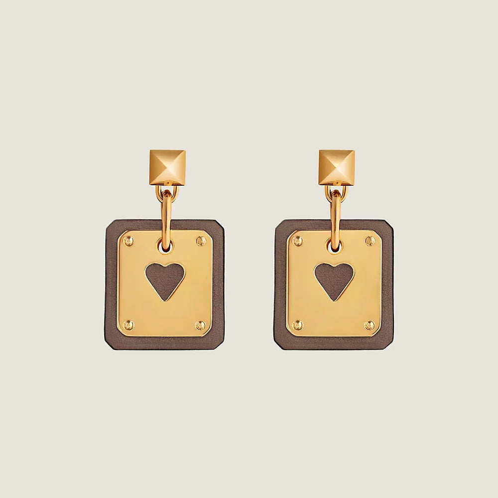 Hermes As De Celine Brown 18K Gold Earrings
