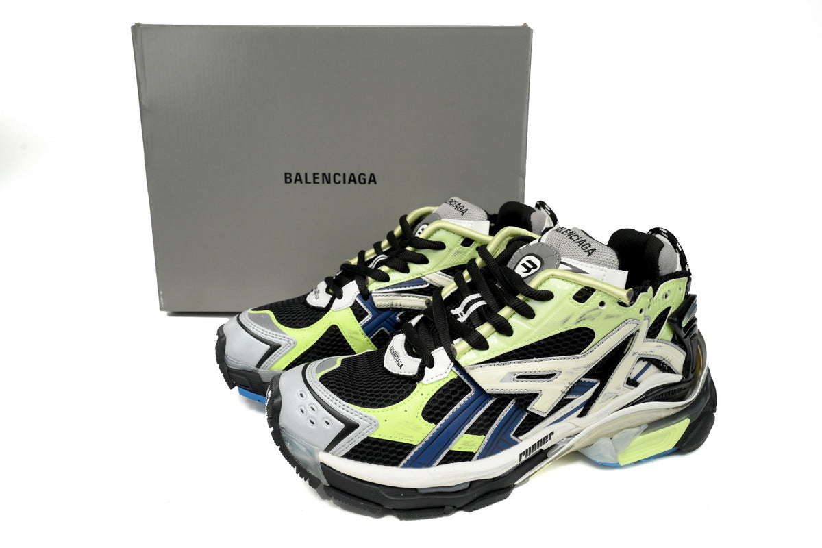 Balenciaga men's shoes Track Runner Sneaker ¨C Distressed Low-Top  balenciaga runners Blue-yellow