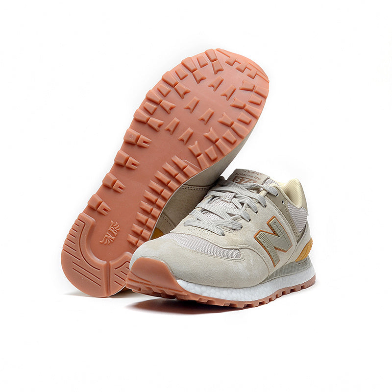 New Balance 574 Women's & Men's Cream Beige & Gold Retro Sneakers