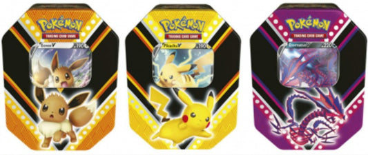 Pok¨¦mon TCG V Powers Eevee V/Pikachu V/Eternatus V Tin 3x Lot (Vertical)