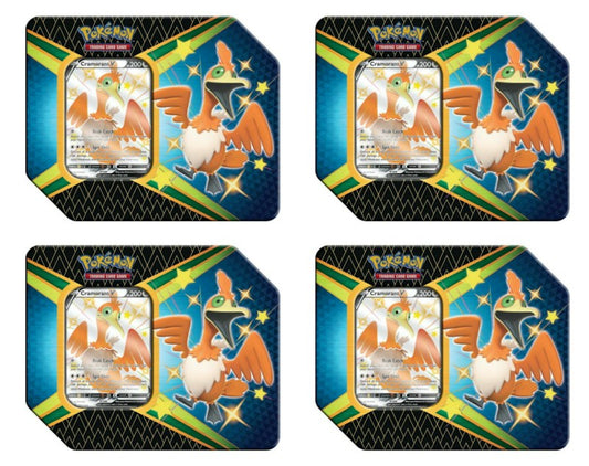 Pok¨¦mon TCG Sword & Shield Shining Fates Cramorant V Tin 4X Lot (6 Booster Packs)