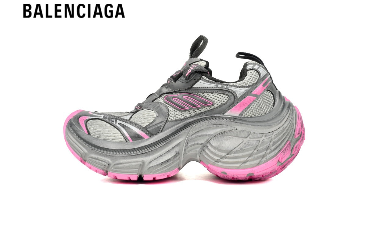 Balenciaga Cargo men's shoes  women sneakers¡ª Grey Mesh & Pink Distressed Overlays