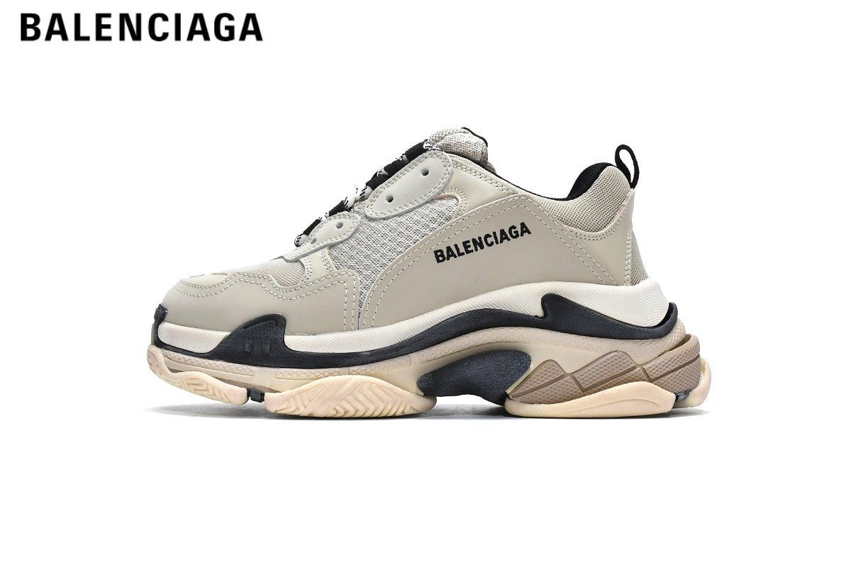 Balenciaga Triple S men's shoes  women sneakers ¡ª Beige / Black