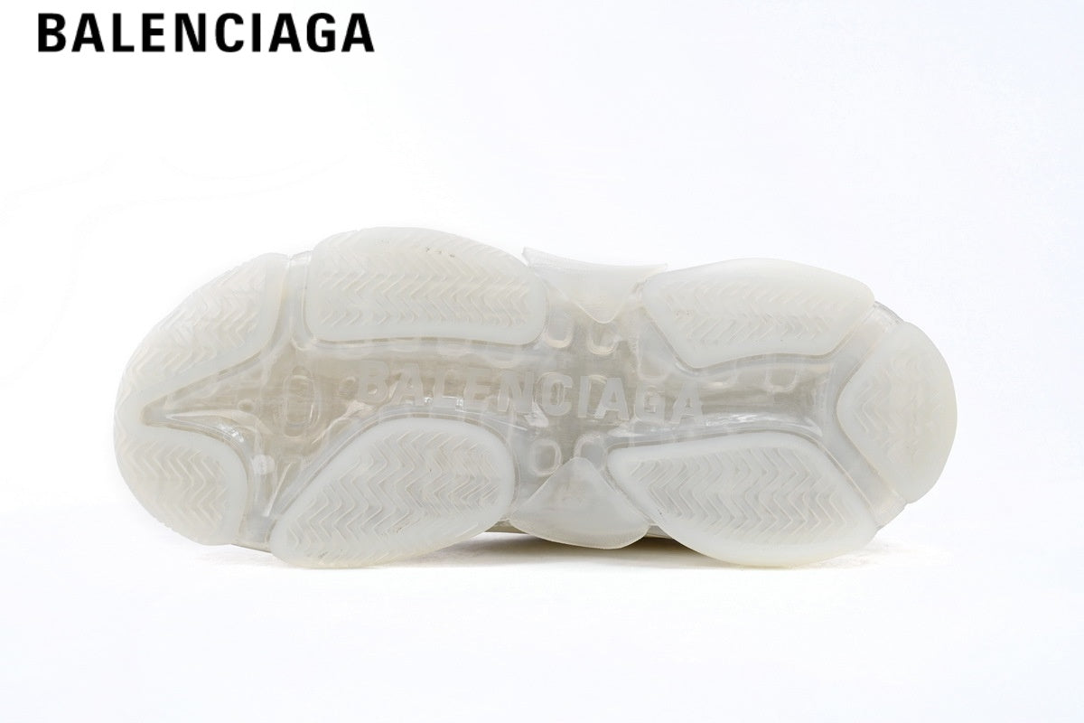 Balenciaga Triple S men's shoes  women sneakers ¡ª White, Clear Sole