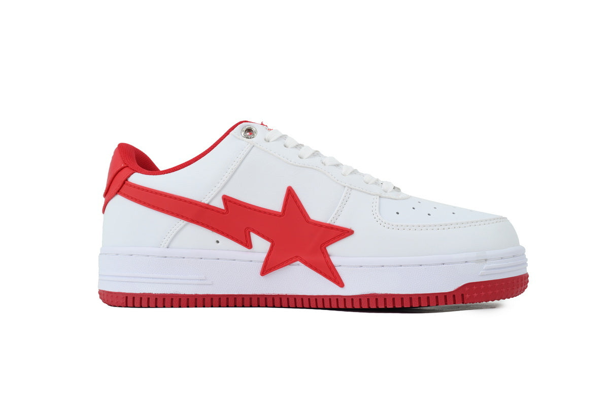 A BATHING APE BAPE STA White & Red Oversized-Star Sneakers | Women's & Men's Skate-Inspired Shoes