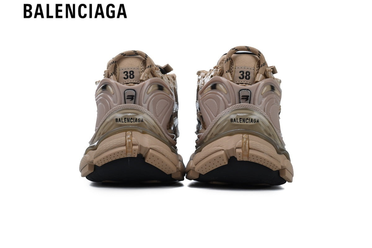 Balenciaga Runner men's shoes  women sneakers ¡ª Beige Mesh & Black Synthetic Overlays