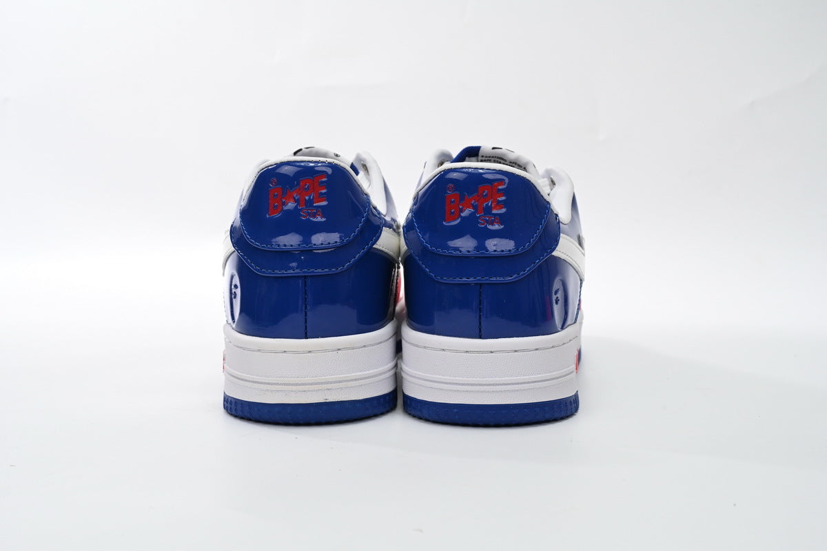 A BATHING APE BAPE STA Glossy Red, White & Blue Sneakers | Women's & Men's Skate-Inspired Shoes