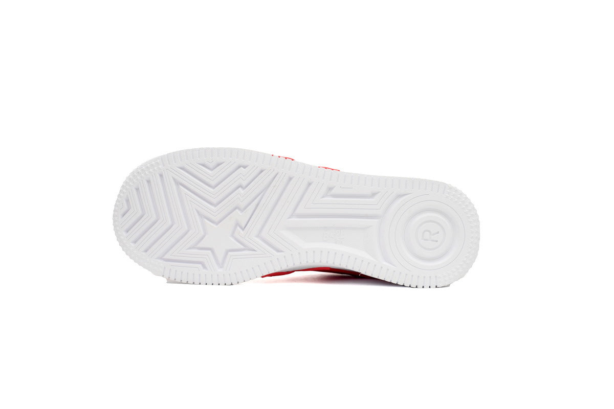 A BATHING APE BAPE STA Red & White Oversized-Star Sneakers | Women's & Men's Skate-Inspired Shoes