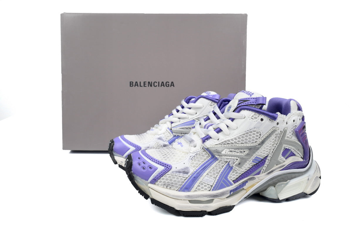 Balenciaga men's shoes Track  Runner Sneaker ¨C Distressed Low-Top balenciaga runners White and purple