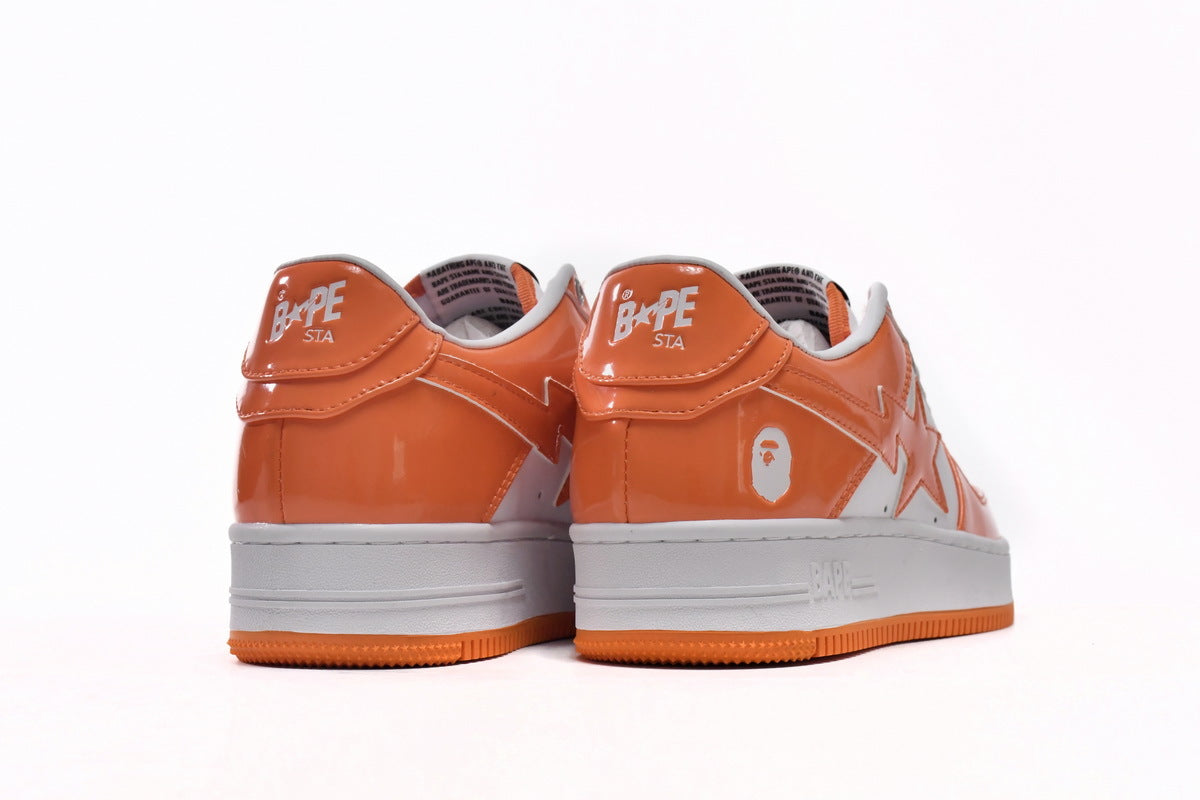 A BATHING APE BAPE STA Orange & White Sneakers | Women's & Men's Skate-Inspired Shoes