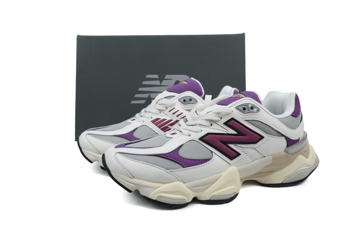 New Balance 9060 Women's & Men's White Purple Cream Chunky Retro Sneakers