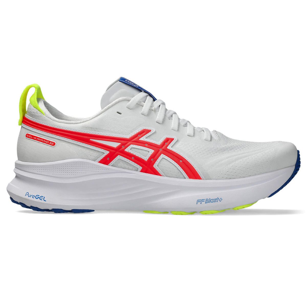 Asics  shoes  neutral running shoes mens  sneakers Gel-Kayano 32 White / Red / Neon Yellow