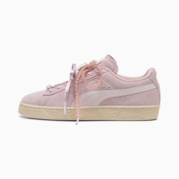 Puma Suede ¡ª Light Pink / Lace Ribbon / Pearl puma shoes for men  womens shoes  roma shoes
