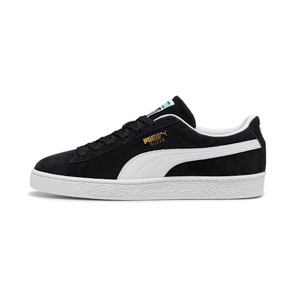 PUMA Suede Classic Black-White-Gold  puma shoes for men  womens shoes  roma shoes