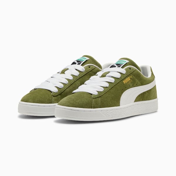 PUMA Suede XL Olive Green-White-Gold puma shoes for men  womens shoes  roma shoes