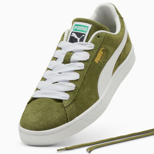 PUMA Suede XL Olive Green-White-Gold puma shoes for men  womens shoes  roma shoes