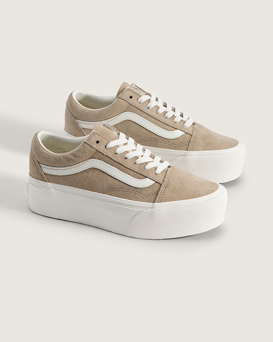 Vans Old Skool Stackform Beige White slip on shoes mens vans womens vans shoes slip on