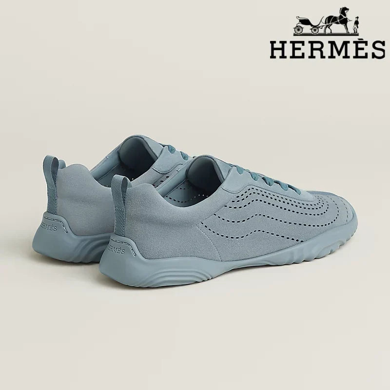 Herm¨¨s Light Blue Perforated Suede Sneakers