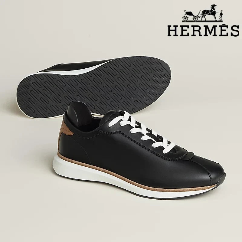 Herm¨¨s Black Leather Low Top Sneakers