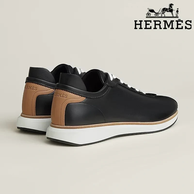 Herm¨¨s Black Leather Low Top Sneakers