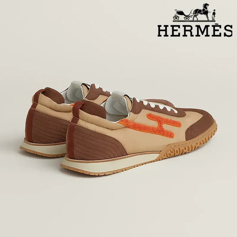Herm¨¨s womens shoes men sneaker Trail Beige Brown Orange Sneaker