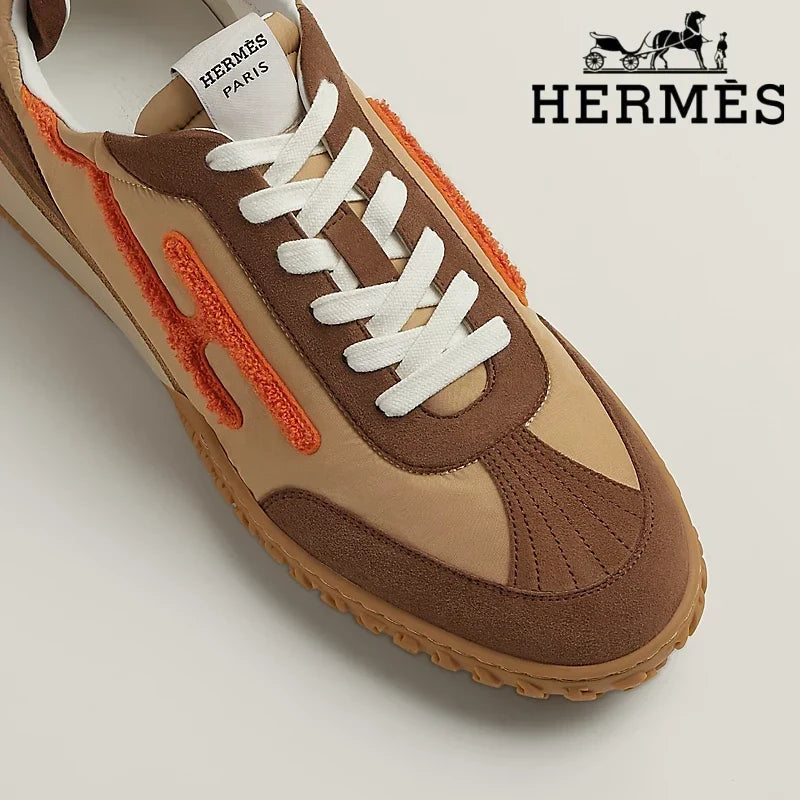 Herm¨¨s womens shoes men sneaker Trail Beige Brown Orange Sneaker
