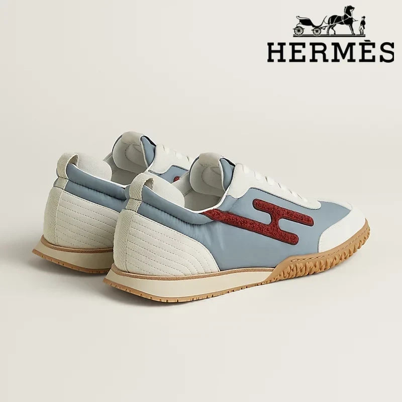 Herm¨¨s womens shoes men sneaker Trail Light Blue White Red Sneaker