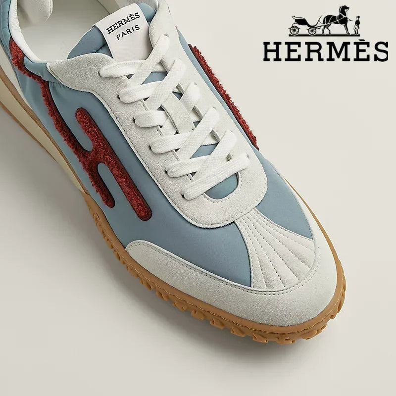 Herm¨¨s womens shoes men sneaker Trail Light Blue White Red Sneaker
