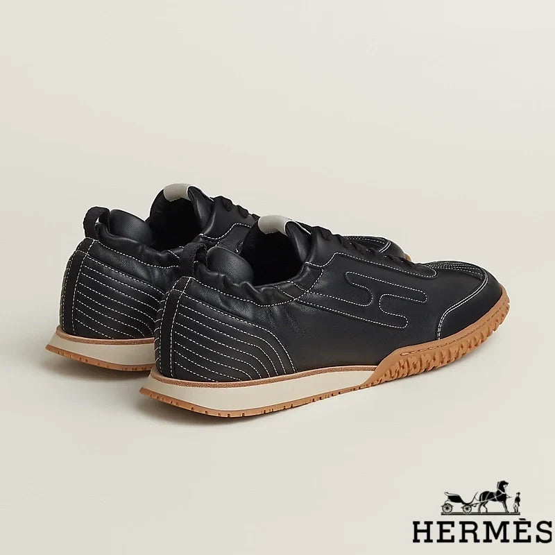 Herm¨¨s Black Leather Stitched Sneakers