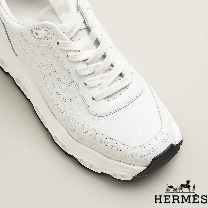 Herm¨¨s womens shoes men sneaker White Leather Chunky Sneakers