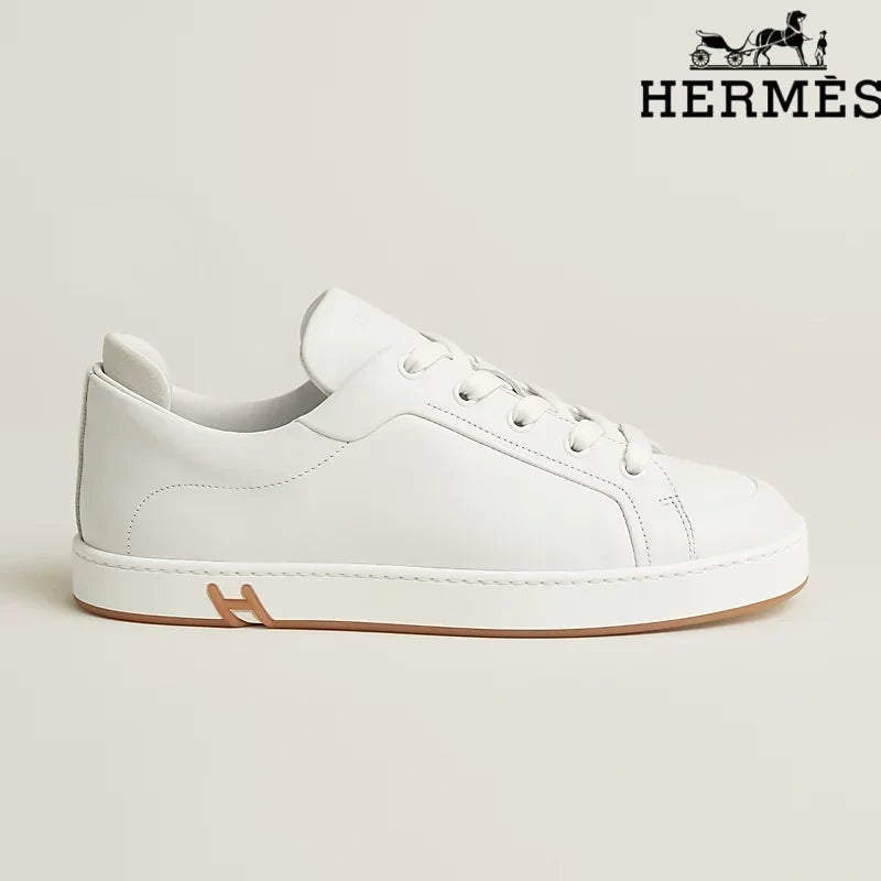 Herm¨¨s womens shoes men sneaker White Leather Sneakers