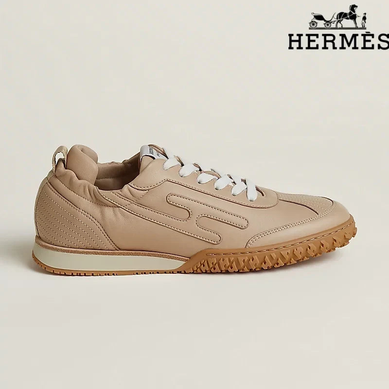 Herm¨¨s Full Beige H-Logo Sneakers