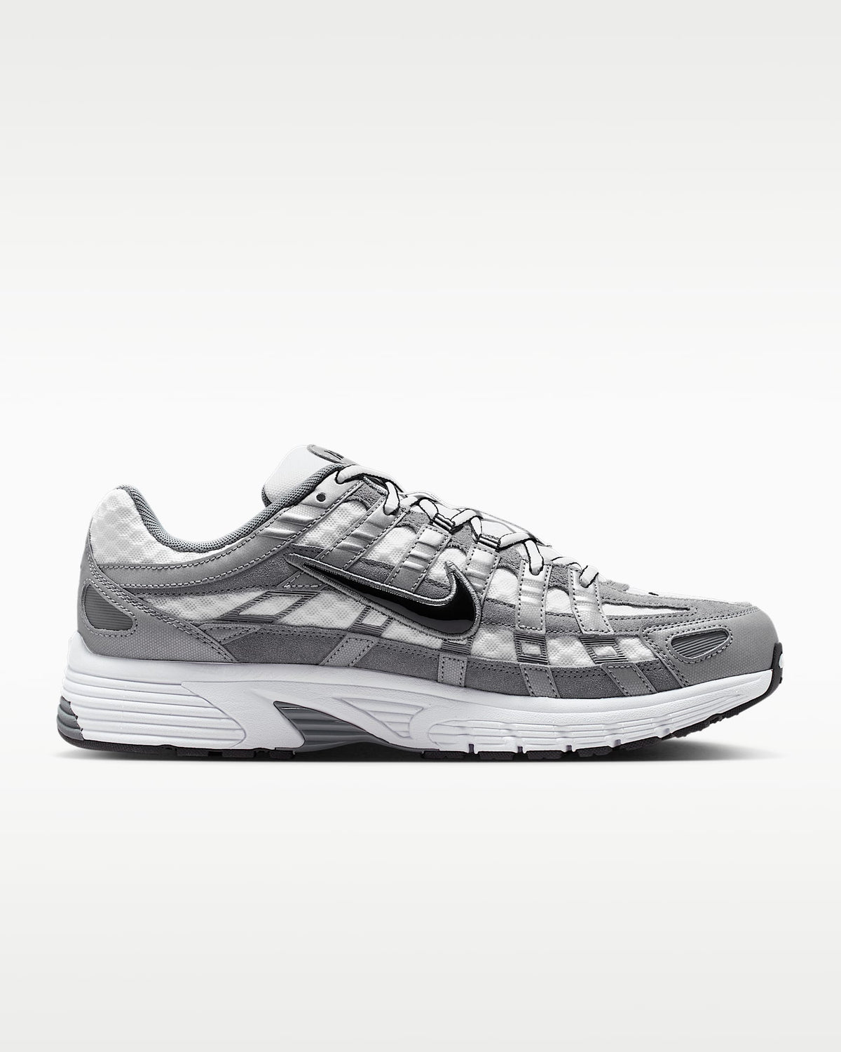 Nike P-6000 ¨C Grey / White / Black Suede Mesh Athletic Sneakers