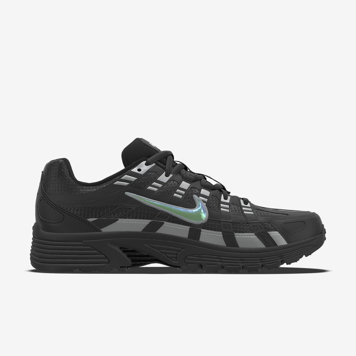 Nike P-6000 ¨C Black / Iridescent Swoosh Mesh Athletic Sneakers