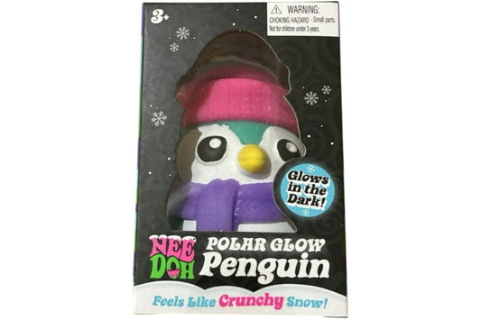 NeeDoh Polar Glow Penguin (Glow in the Dark Sticker) Squishy Fidget Toy Blue