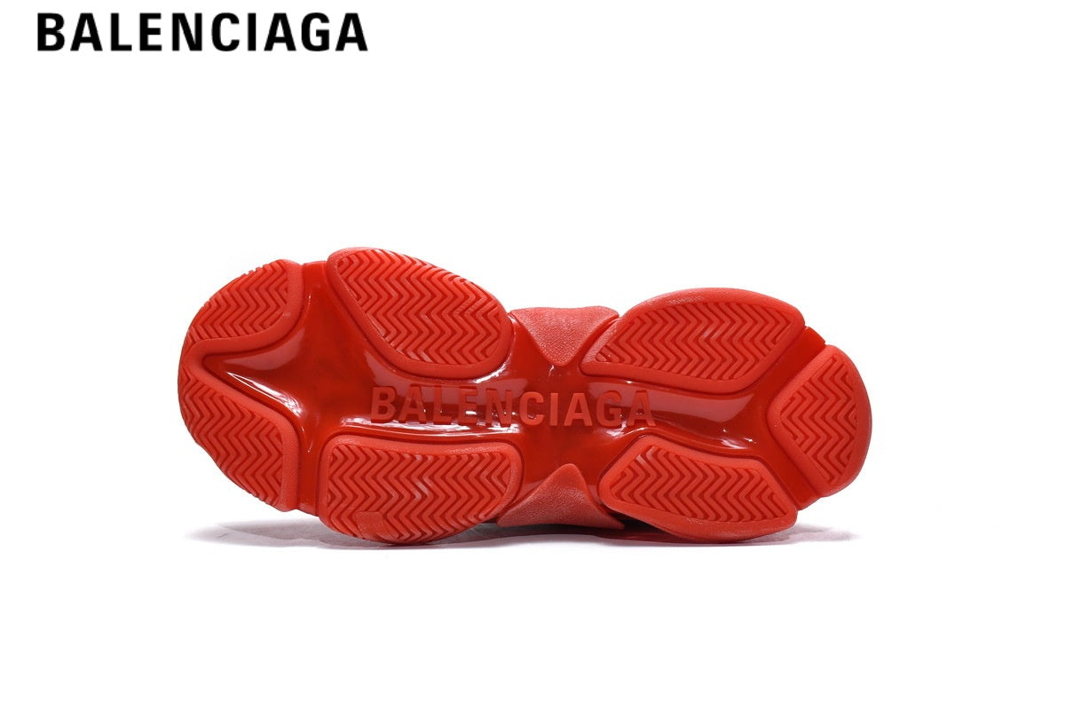 Balenciaga Triple S men's shoes  women sneakers ¡ª All Red, Clear Sole
