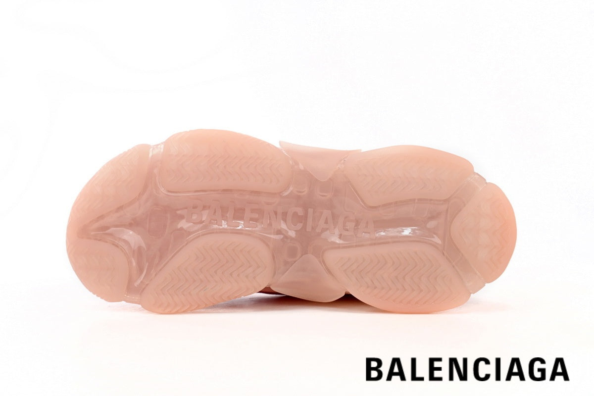 Balenciaga Triple S men's shoes  women sneakers ¨C Pink & Clear Sole