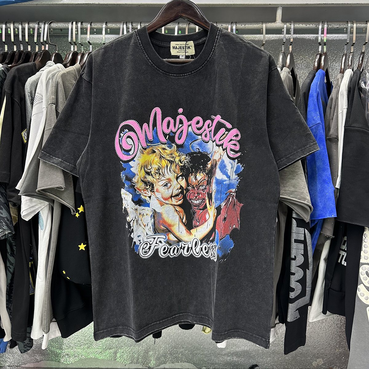 MAJESTIK We Are Friend Rhinestone Graphic T-Shirt ¡ª context
