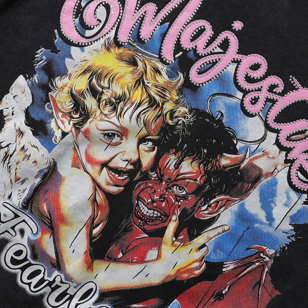 MAJESTIK We Are Friend Rhinestone Graphic T-Shirt ¡ª detail