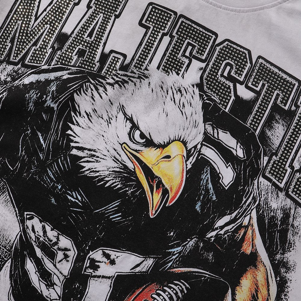 MAJESTIK Eagle Football Rhinestone Graphic T-Shirt ¡ª detail