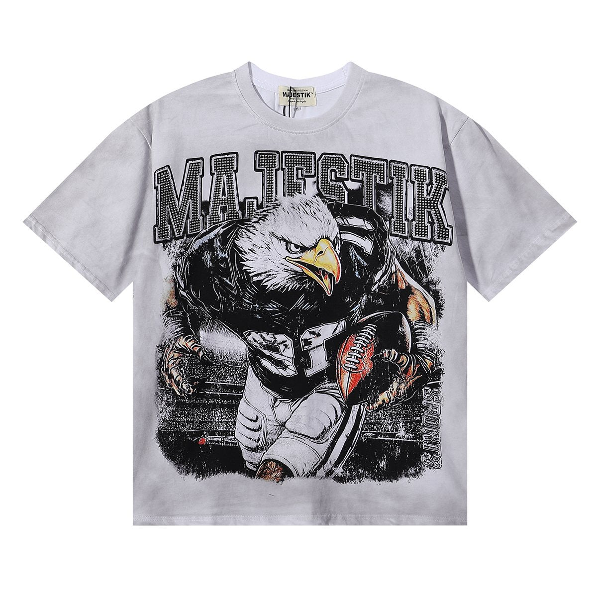 MAJESTIK Eagle Football Rhinestone Graphic T-Shirt ¡ª hero