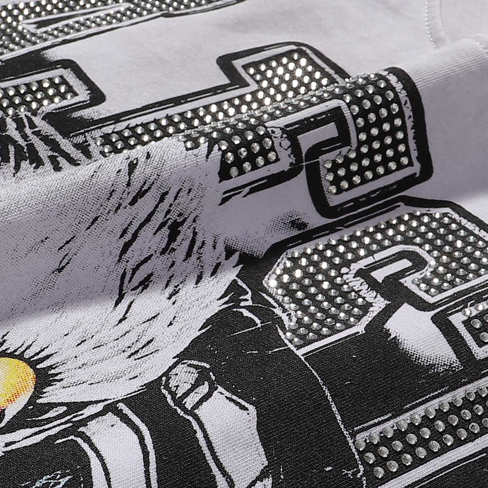 MAJESTIK Eagle Football Rhinestone Graphic T-Shirt ¡ª detail