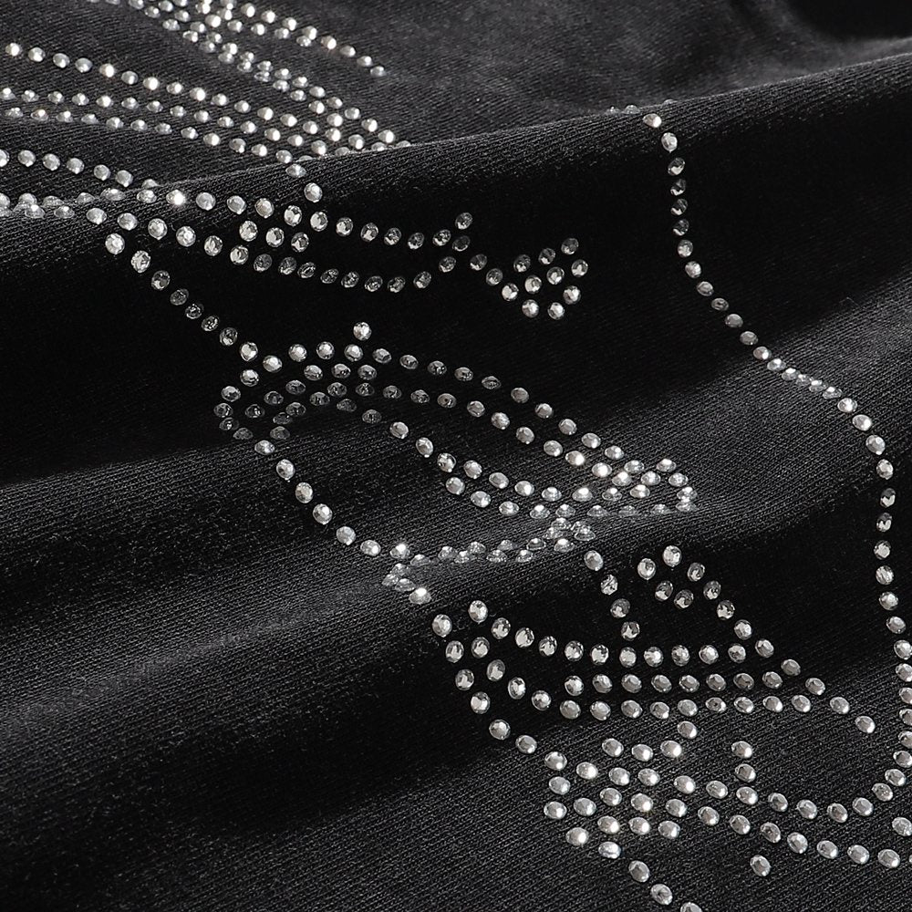 MAJESTIK Bulldog Football Rhinestone Cropped T-Shirt ¡ª detail