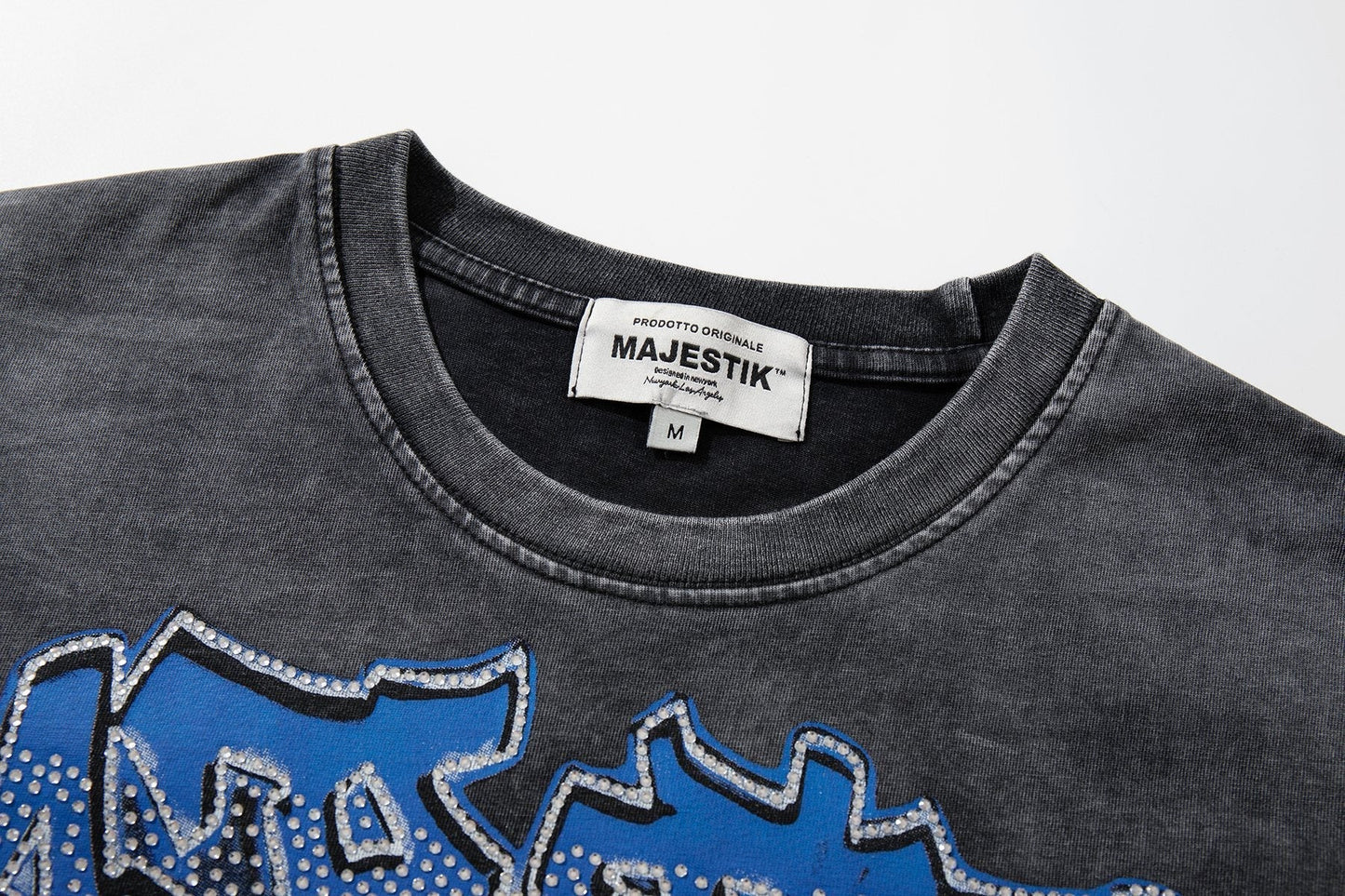 MAJESTIK Washed Black Tour Graphic T-Shirt ¡ª neck_label