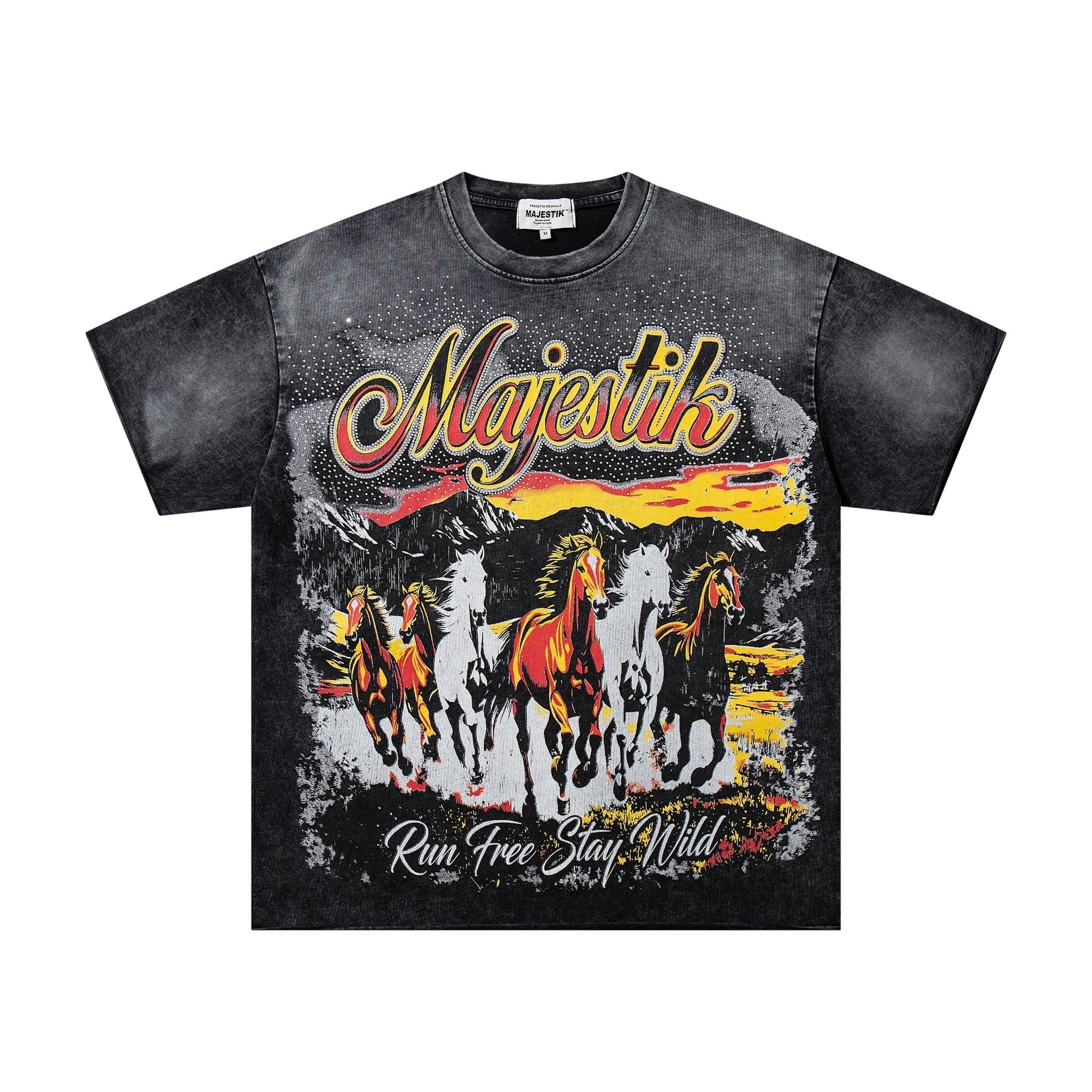 MAJESTIK Rhinestone Distressed Graphic T-Shirt ¡ª hero