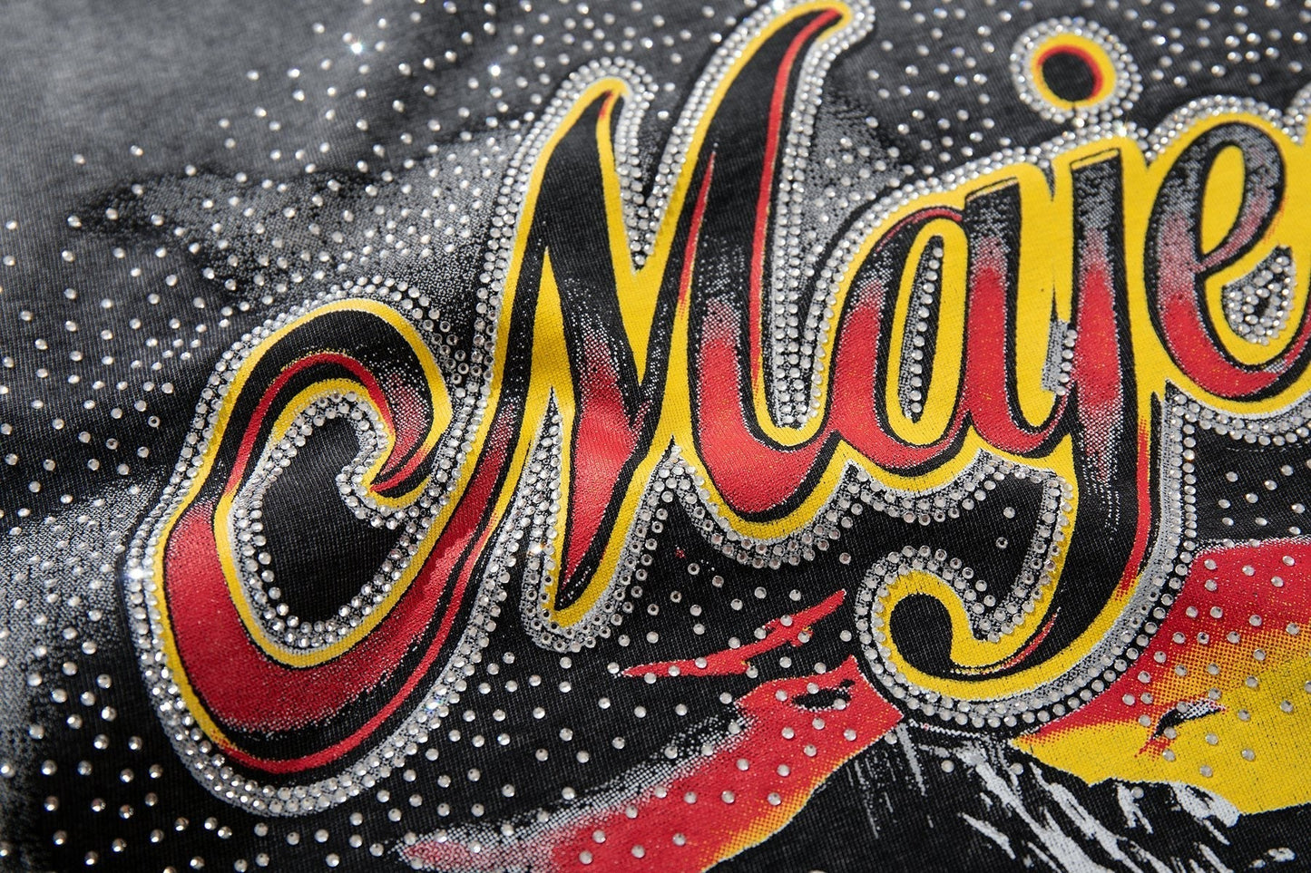 MAJESTIK Rhinestone Distressed Graphic T-Shirt ¡ª detail